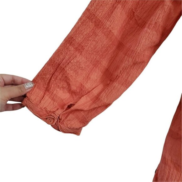 Woolrich‎ Top Womens Large Orange Button Up Cotton Stretch Blouse - Picture 8 of 11